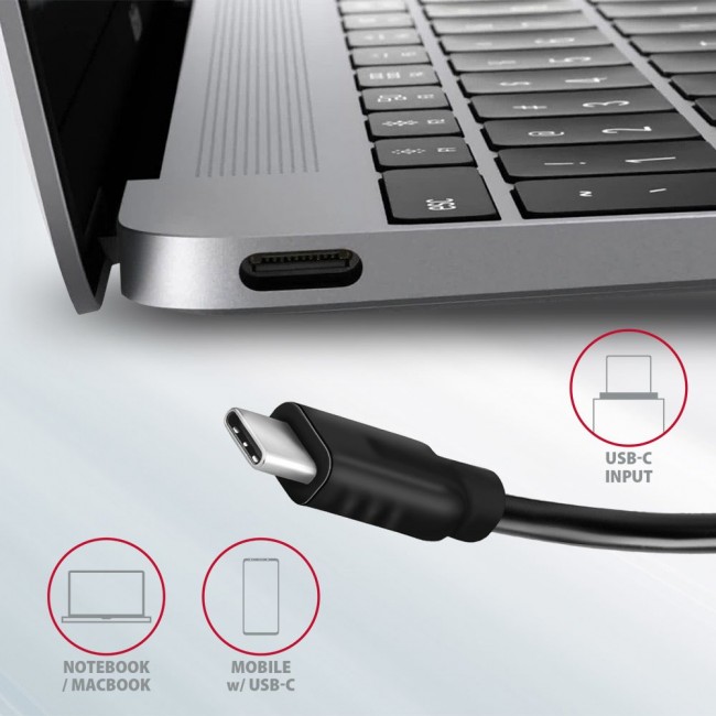 Axagon HMC-5G2 USB 10Gbps hub, 2x USB-A, 2x USB-C, HDMI 4k/60Hz, PD 100W, USB-C cable