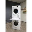 Washing machine and dryer stacking kit with drawer and strap, white