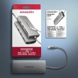 AXAGON HMC-8HLSA USB-C 3.2 Gen 1 Multiport Hub, 3x USB-A + 4K/60Hz HDMI + SD/microSD, Gigabit LAN, Audio, PD 100W - Silver