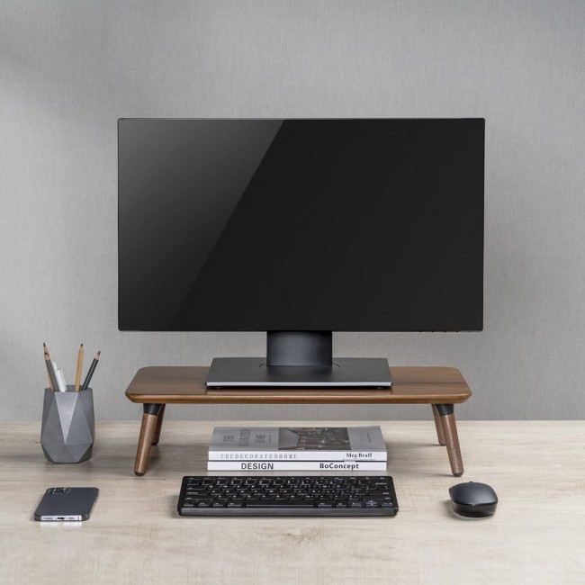 Maclean Wooden Monitor / Laptop Stand, (500x240x120mm), black walnut, max. 20kg, MC-930