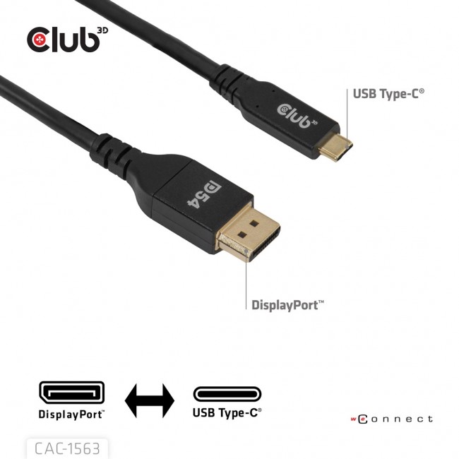 CLUB3D CAC-1563 video cable adapter 2 m USB Type-C DisplayPort Black