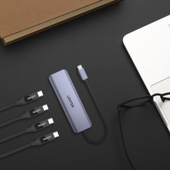 UNITEK uHUB Q4 USB 3.2 Gen 1 (3.1 Gen 1) Type-C 5000 Mbit/s Grey