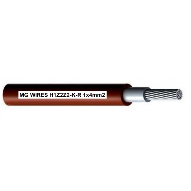 Photovoltaic cable // MG Wires // 1x4mm2, 0,6/1kV red H1Z2Z2-K-R-4mm2 RD, 500m spool