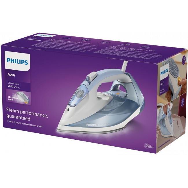 Philips 7000 series DST7011/20 iron Steam iron SteamGlide Plus soleplate 2600 W Blue, Grey Philips 7000 series DST7011/20 iron Steam iron SteamGlide Plus soleplate 2600 W Blue, Grey