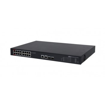 Dahua Technology PoE DH-PFS3220-16GT-190 network switch Unmanaged L2 Gigabit Ethernet (10/100/1000) Power over Ethernet (PoE) 1U Black