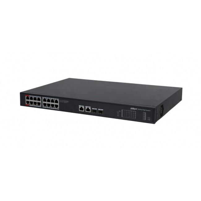 Dahua Technology PoE DH-PFS3220-16GT-190 network switch Unmanaged L2 Gigabit Ethernet (10/100/1000) Power over Ethernet (PoE) 1U Black
