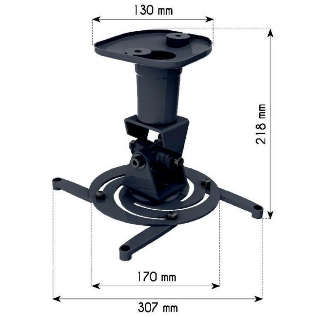 Techly Universal Ceiling Bracket for Projector, Black ICA-PM 100BK Techly Universal Ceiling Bracket for Projector, Black ICA-PM 100BK