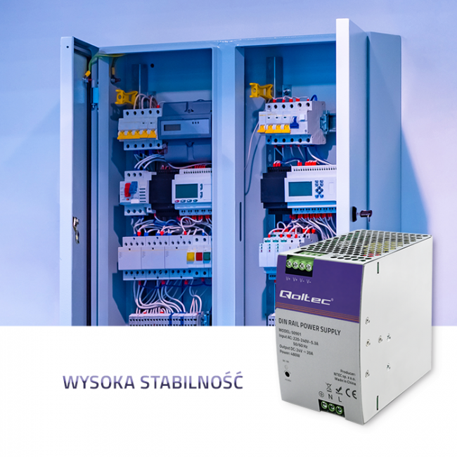 Qoltec 50901 Industrial DIN rail power supply | 480W | 24V | 20A Qoltec 50901 Industrial DIN rail power supply | 480W | 24V | 20A