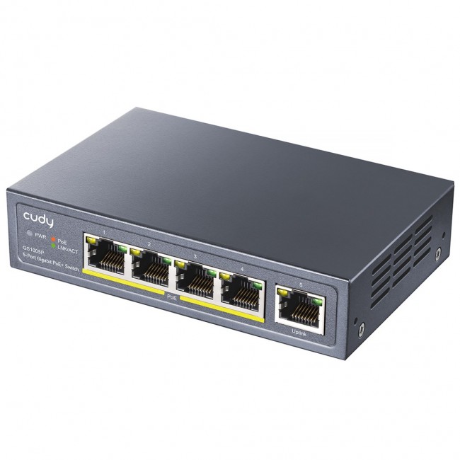 Cudy GS1005P network switch Gigabit Ethernet (10/100/1000) Power over Ethernet (PoE) Grey Cudy GS1005P network switch Gigabit Ethernet (10/100/1000) Power over Ethernet (PoE) Grey