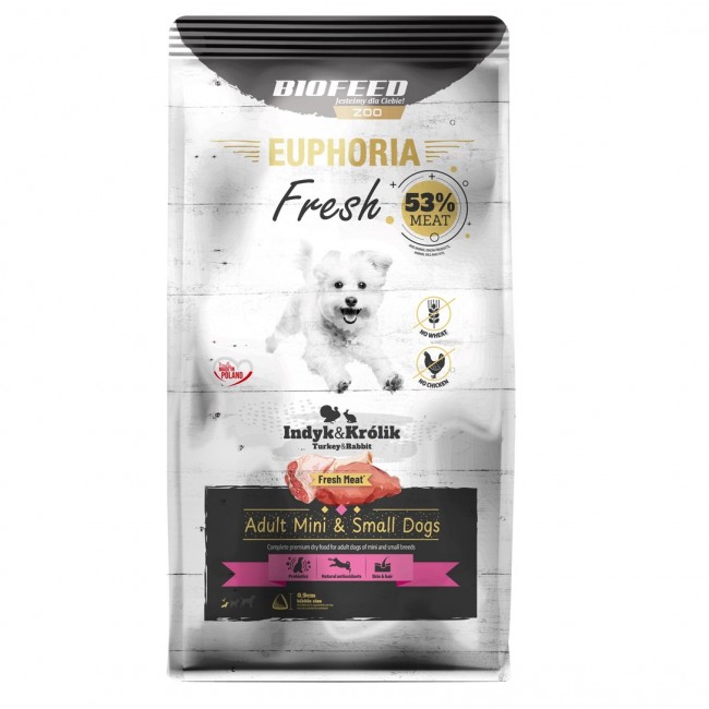 BIOFEED Euphoria Fresh Adult Mini & Small Turkey with rabbit - dry dog food - 8kg
