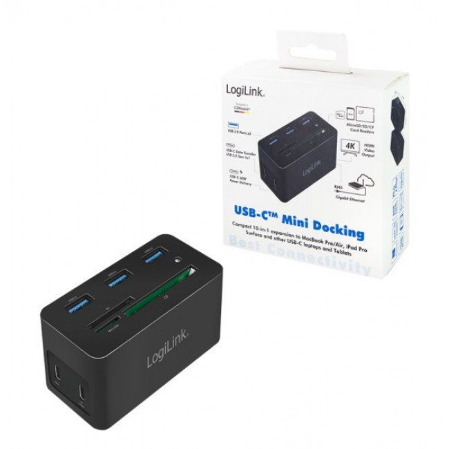 LogiLink UA0370 laptop dock/port replicator Wired USB 3.2 Gen 1 (3.1 Gen 1) Type-C Black
