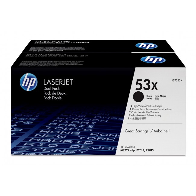 HP 53X 2-pack High Yield Black Original LaserJet Toner Cartridges HP 53X 2-pack High Yield Black Original LaserJet Toner Cartridges