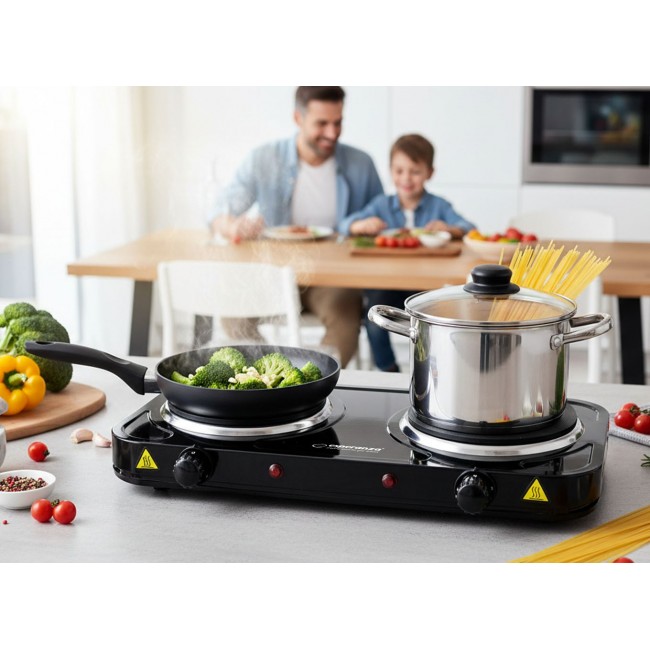 Esperanza EKH010K Electric cooker, top, 2 heating fields, black