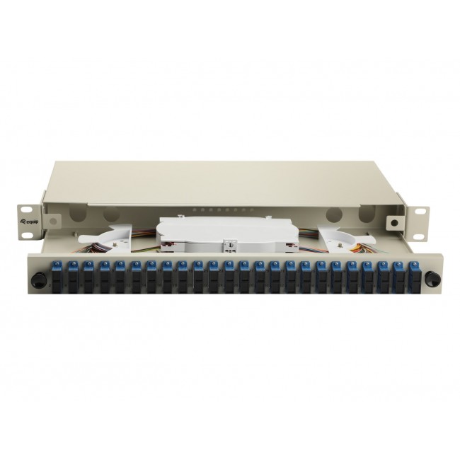 Equip 24-Port Fiber Optic Splice Box, SC Duplex, OS2, 1U, Equipped, Grey