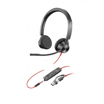 Poly Blackwire 3325 Stereo USB-C + 3.5mm + USB C/A-Adapter