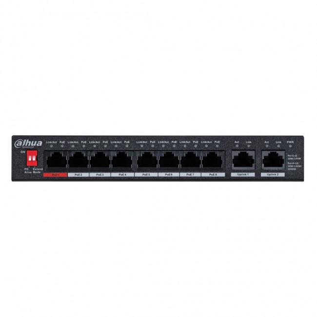 Dahua Technology PoE PFS3010-8ET-96-V2 network switch Unmanaged Gigabit Ethernet (10/100/1000) Power over Ethernet (PoE) Black