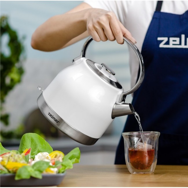 Zelmer ZCK7940 electric kettle 1.5 L 2200 W Stainless steel, White