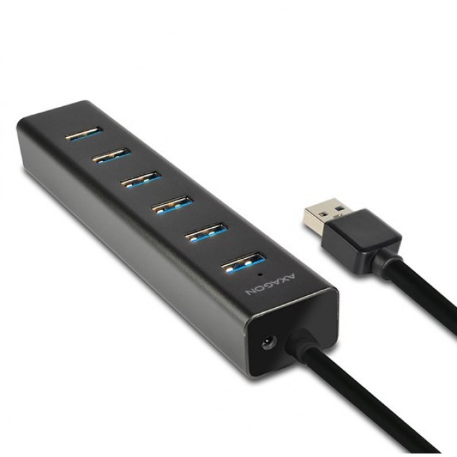 Axagon HUE-SA7BP interface hub USB 3.2 Gen 1 (3.1 Gen 1) Type-A 5000 Mbit/s Black