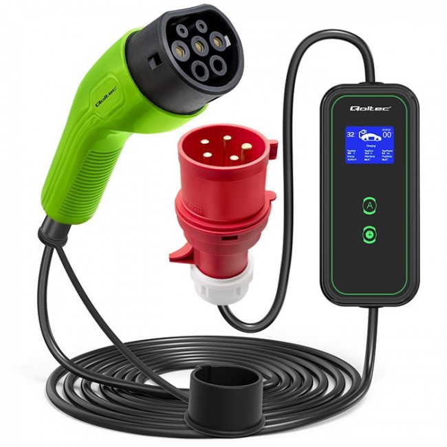 Qoltec Mobile EV Charger 2-in-1 Type2 | 7kW | 230V | CEE 5 PIN Qoltec Mobile EV Charger 2-in-1 Type2 | 7kW | 230V | CEE 5 PIN