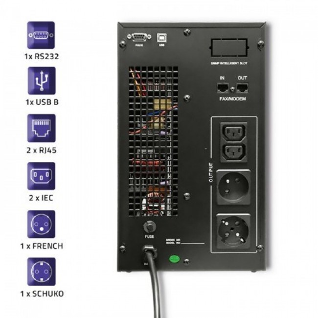Qoltec Zasilacz awaryjny UPS On-line | Pure Sine Wave | 3kVA | 2.4kW | LCD | USB Qoltec Zasilacz awaryjny UPS On-line | Pure Sine Wave | 3kVA | 2.4kW | LCD | USB