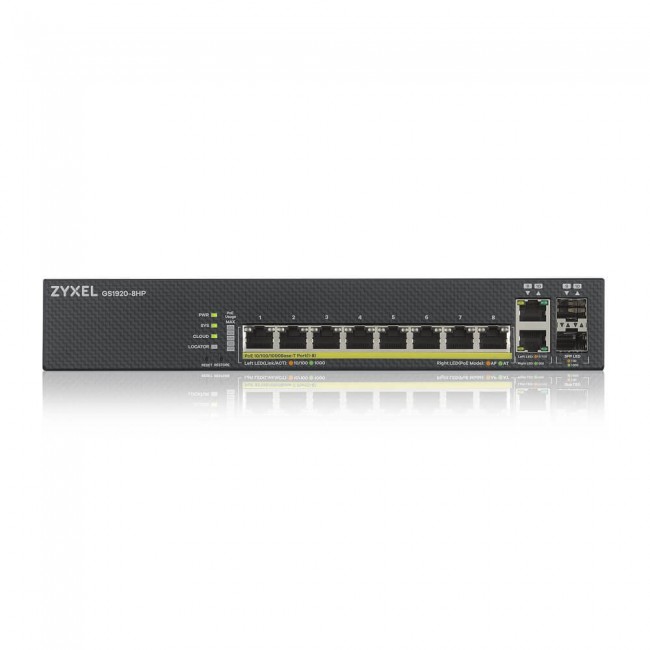 Zyxel GS1920-8HPV2 Managed Gigabit Ethernet (10/100/1000) Power over Ethernet (PoE) Black Zyxel GS1920-8HPV2 Managed Gigabit Ethernet (10/100/1000) Power over Ethernet (PoE) Black