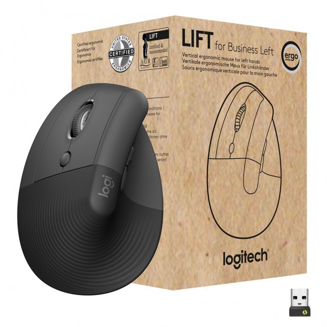 Logitech Lift Vertical Ergonomic Mouse for Business, Left Logitech Lift Vertical Ergonomic Mouse for Business, Left