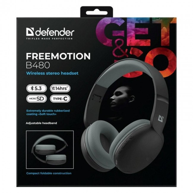 HEADPHONES DEFENDER BLUETOOTH FREEMOTION B480 BLACK HEADPHONES DEFENDER BLUETOOTH FREEMOTION B480 BLACK