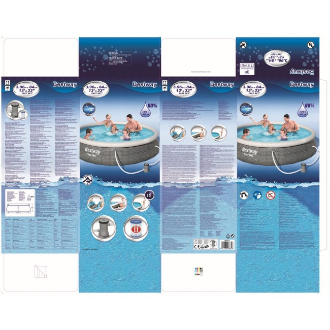 Bestway Fast Set 57376 above ground pool Inflatable pool Round 7340 L Grey