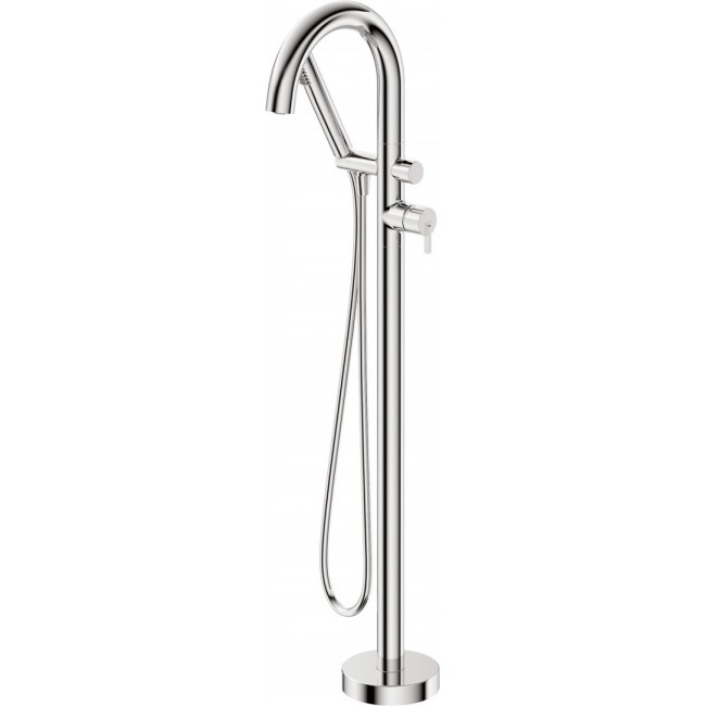 Freestanding bath faucet with shower set