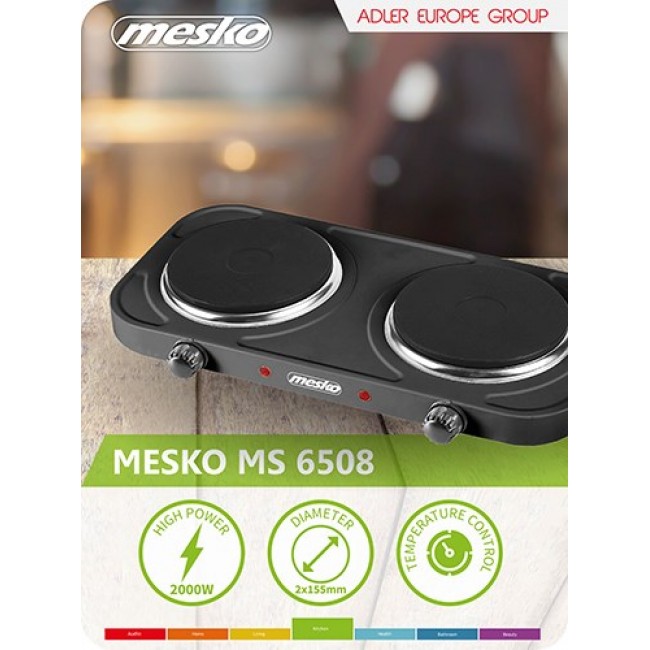 Mesko Home MS 6509 hob Black Countertop Sealed plate 2 zone(s) Mesko Home MS 6509 hob Black Countertop Sealed plate 2 zone(s)