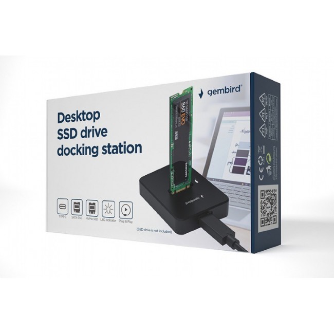 Gembird DD-U3M2 storage drive docking station USB 3.2 Gen 1 (3.1 Gen 1) Type-C Black