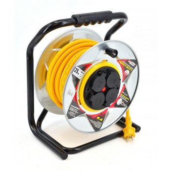 AW EXTENSION CABLE DRUM METAL 30m 3x2.5mmYELLOW HEAVY DUTY 16A / 3680W / IP44