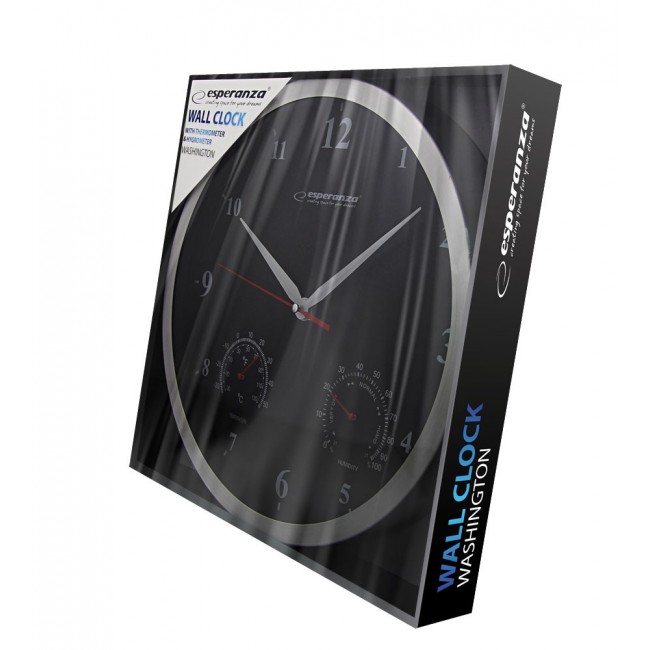 Esperanza Washington Black Mechanical Wall Clock Round Black Esperanza Washington Black Mechanical Wall Clock Round Black