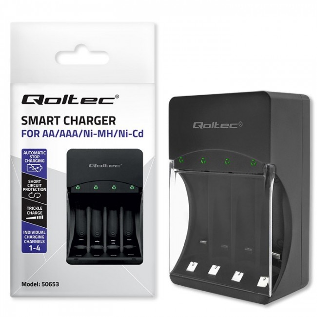 Qoltec 50653 Battery Charger for Ni-MH type R03/AAA R6/AA