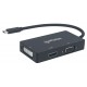 Manhattan USB-C Dock/Hub, Ports (x3): DVI-I, HDMI and VGA Ports, Note: Only One Port can be used at a time, External Power Supply Not Needed, Cable 10cm, Black, Three Year Warranty, Blister Manhattan USB-C Dock/Hub, Ports (x3): DVI-I, HDMI and VGA Ports, Note: Only One Port can be used at a time, External Power Supply Not Needed, Cable 10cm, Black, Three Year Warranty, Blister