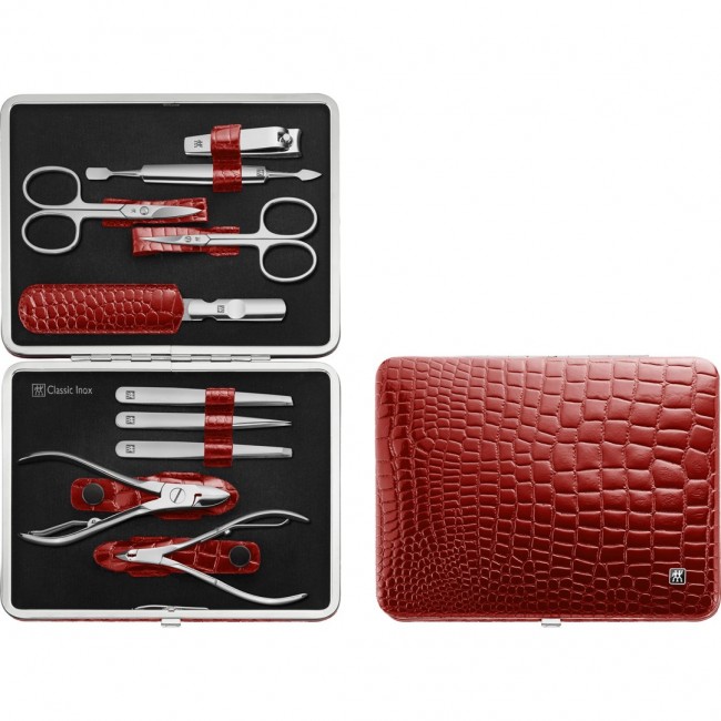 Zwilling Classic Inox Manicure Set Leather Case, 10 Pieces - Red Zwilling Classic Inox Manicure Set Leather Case, 10 Pieces - Red