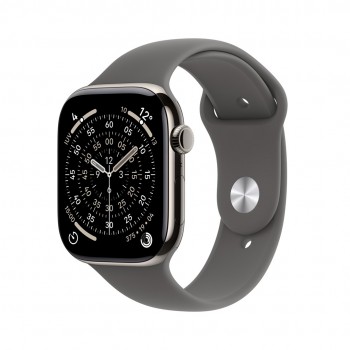 Apple Watch Series 11 GPS + Cellular 46 mm, naturalna tytanowa koperta z paskiem sportowym w kolorze kamiennej szaro ci rozmiar S/M