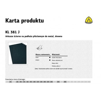 KLINGSPOR P TNO ARKUSZ P 320 KL381J /50szt.