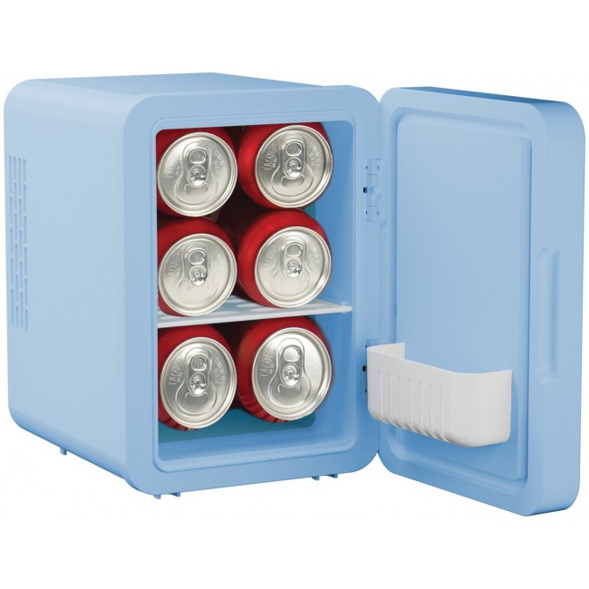 ELLE 4L mini fridge with LED make-up mirror, blue