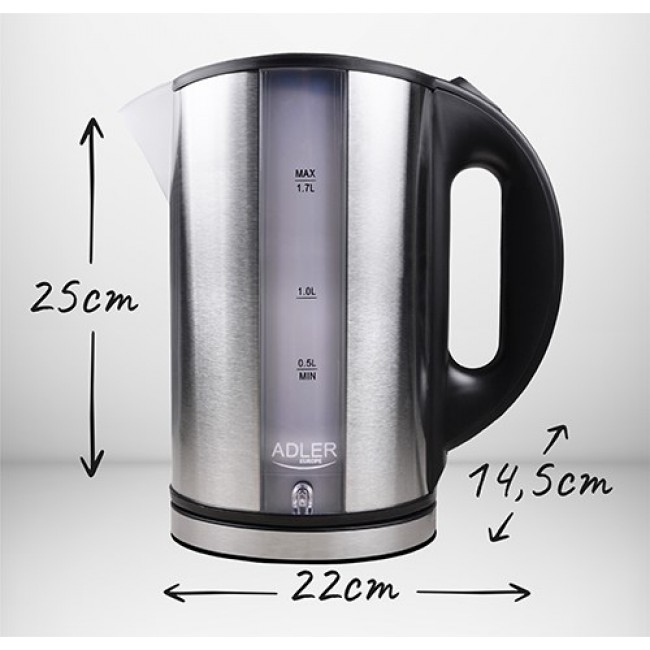 Adler AD 1216 electric kettle 1.7 L Black,Silver 2200 W Adler AD 1216 electric kettle 1.7 L Black,Silver 2200 W