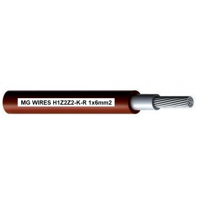 Photovoltaic cable // MG Wires // 1x6mm2, 0,6/1kV red H1Z2Z2-K-R-6mm2 RD, package 100m