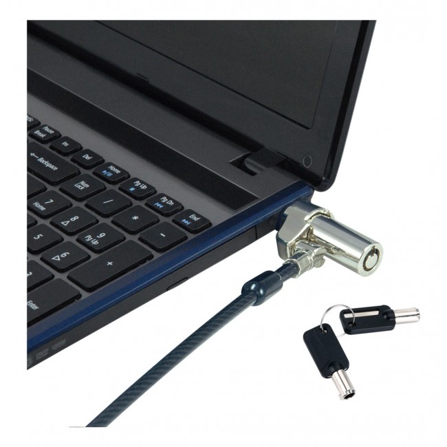 Conceptronic CUSTODIO02BNTM Keyed Dual Head Laptop Lock, Nano Lock Slot, Master Keyed Compatible, 1.8m