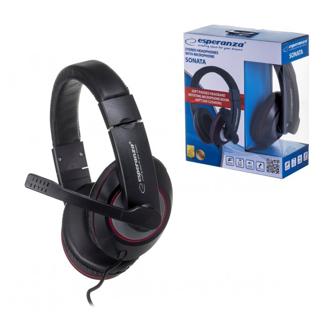 Esperanza EH118 headphones/headset Wired Head-band Calls/Music Black, Red Esperanza EH118 headphones/headset Wired Head-band Calls/Music Black, Red