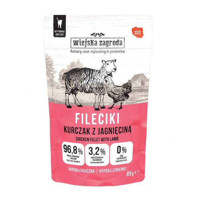 WIEJSKA ZAGRODA Chicken Fillets with Lamb wet food for cats 85g WIEJSKA ZAGRODA Chicken Fillets with Lamb wet food for cats 85g