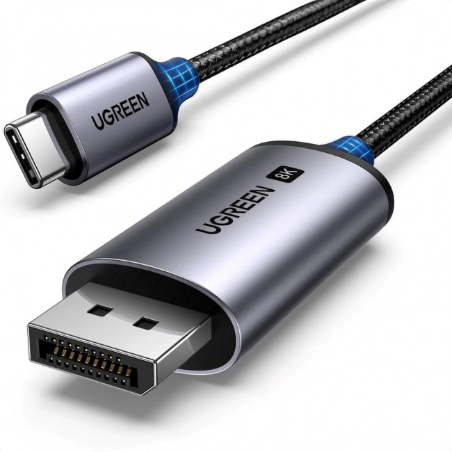 Ugreen CM556 Cable with USB-C and DisplayPort 8K connectors, 1 m long - grey