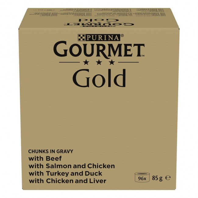 PURINA GOURMET GOLD Pieces in sauce Mix of 4 flavors - wet cat food - 96x85g PURINA GOURMET GOLD Pieces in sauce Mix of 4 flavors - wet cat food - 96x85g