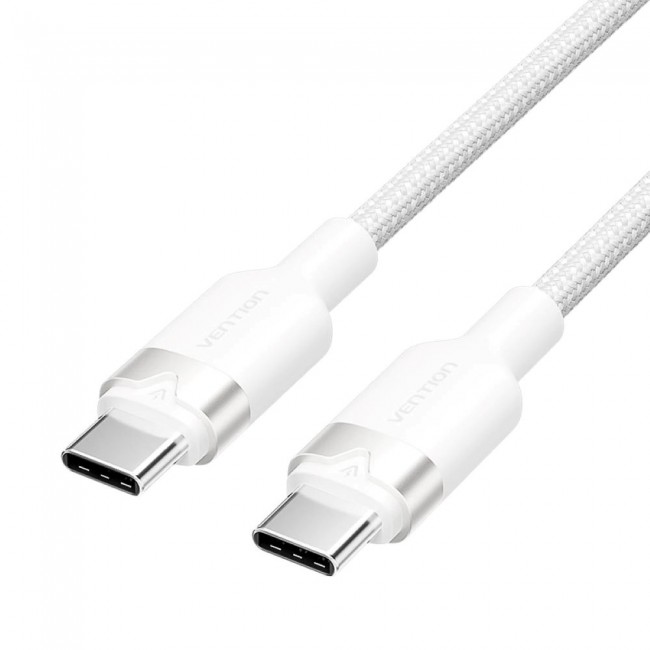 Vention USB-C to C cable, braided, 3A, 480Mbps, 60W, 1m, WH Vention USB-C to C cable, braided, 3A, 480Mbps, 60W, 1m, WH