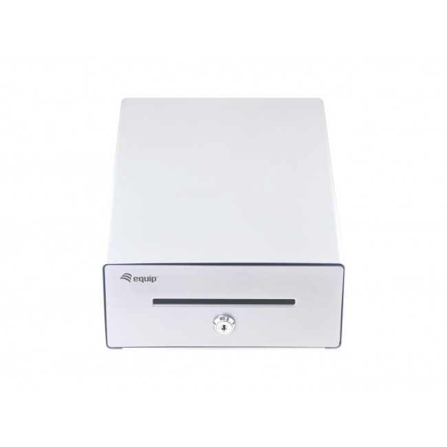 Equip Cash Register Drawer for Point of Sale (POS) System, 4 Bill/4 Coin Compartments, Removable Coin Slots, RJ11 connector, Aluminum