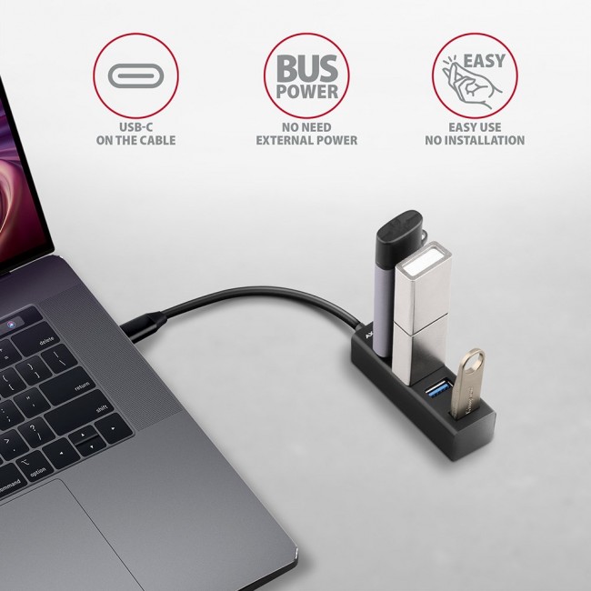 Axagon HUE-M1C interface hub USB 3.2 Gen 1 (3.1 Gen 1) Type-C 5000 Mbit/s Black Axagon HUE-M1C interface hub USB 3.2 Gen 1 (3.1 Gen 1) Type-C 5000 Mbit/s Black