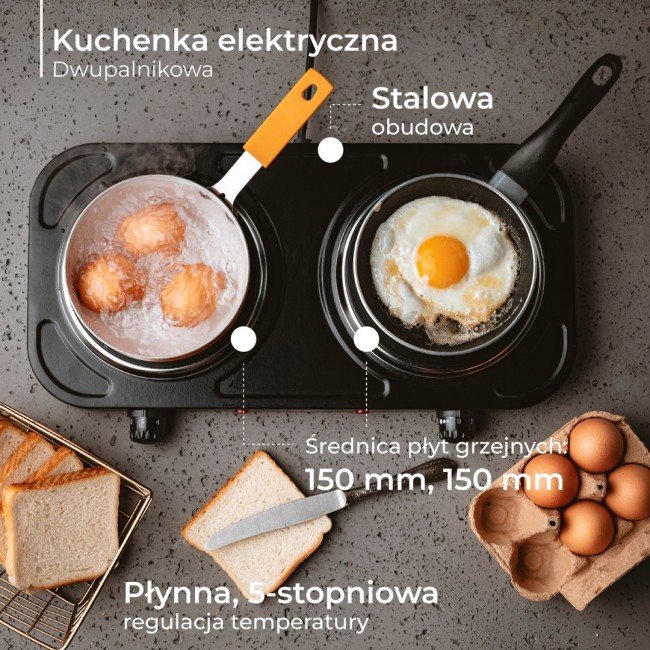 Mesko Home MS 6509 hob Black Countertop Sealed plate 2 zone(s) Mesko Home MS 6509 hob Black Countertop Sealed plate 2 zone(s)